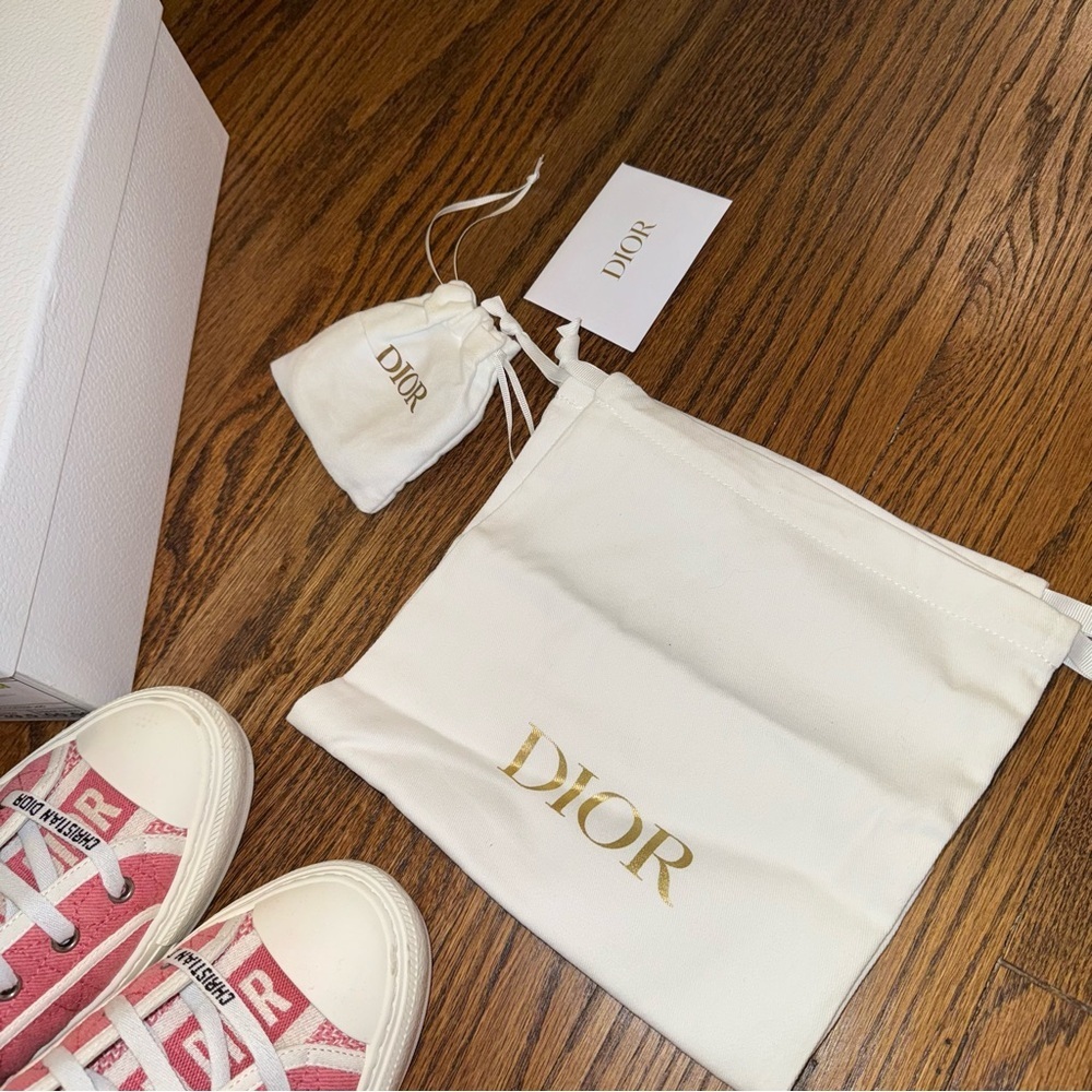 Size 9.5 Christian Dior Walk'n'Dior Canvas Sneakers Pink - Picture 14 of 14
